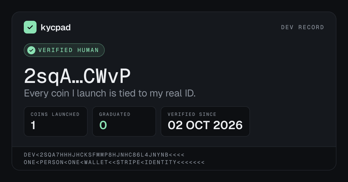 Live kycpad verified dev badge
